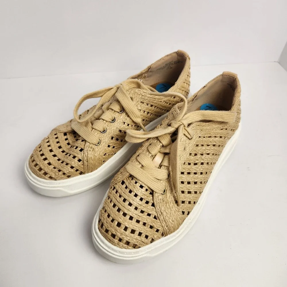 Charles David Sport Women's Raffia Platform Casual‎ Sneakers Tan Size 7.5M